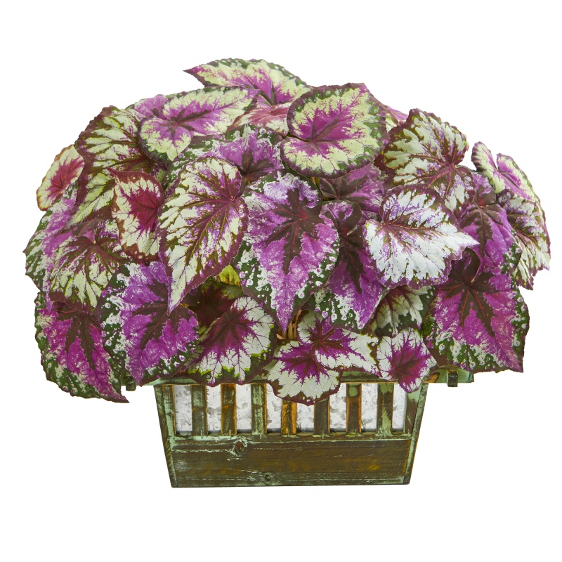 19” Wax Begonia Artificial Plant In Decorative Planter