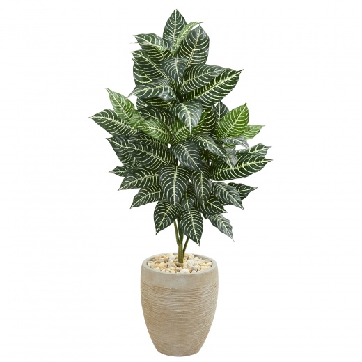 4’ Zebra Artificial Plant In Sand Colored Planter