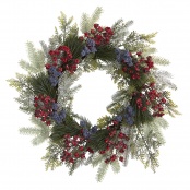 20” Cedar, Antlers, Lily and Ruscus with Berries Artificial Wreath