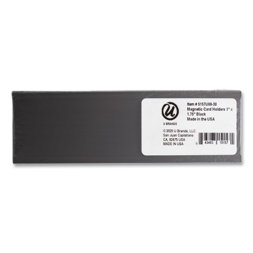 U Brands Magnetic Card Holders, 3 X 1.75, Black, 10/Pack