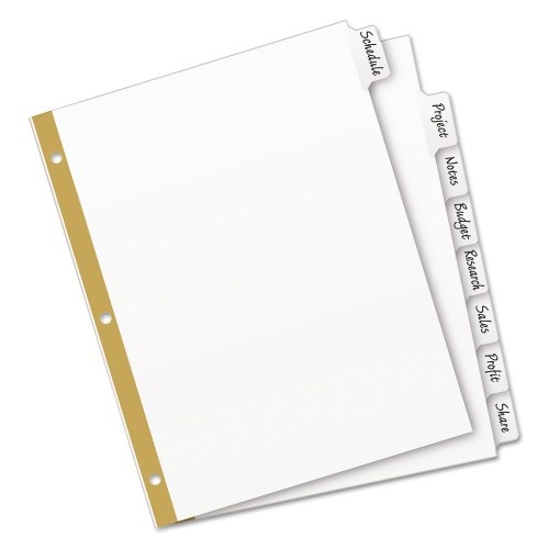 Avery Write And Erase Big Tab Paper Dividers, 8-Tab, 11 X 8.5, White, White Tabs, 1 Set