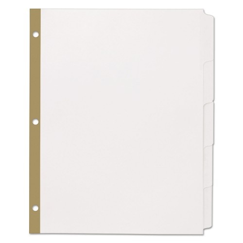 Office Essentials Index Dividers With White Labels, 5-Tab, 11 X 8.5, White, 25 Sets