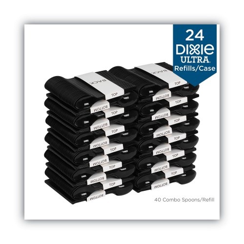 Dixie Smartstock Plastic Cutlery Refill, Spoons, 6", Series-O Heavyweight, Black, 40 Pack, 24 Packs/Carton