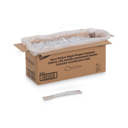 Dixie Individually Wrapped Polystyrene Cutlery, Teaspoons, White, 1,000/Carton