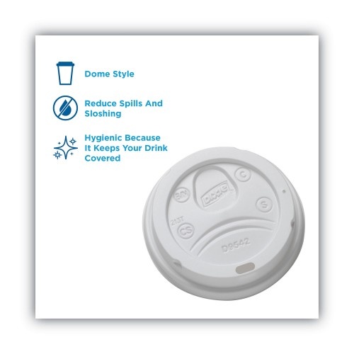 Dixie Dome Drink-Thru Lids, Fits 12 Oz. & 16 Oz. Paper Hot Cups, White, 100/Pack