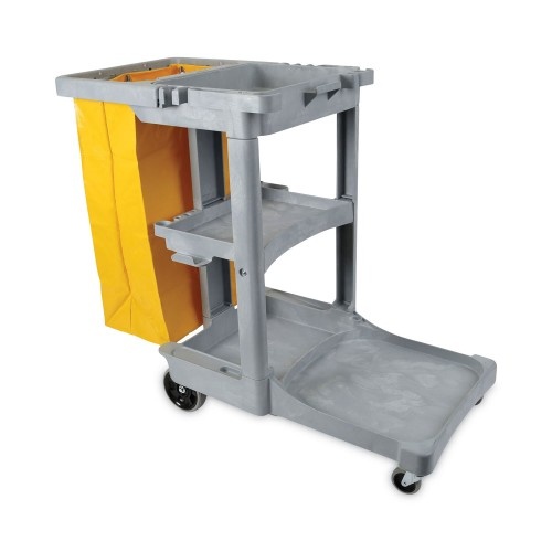 Boardwalk Janitor's Cart, Three-Shelf, 22W X 44D X 38H, Gray