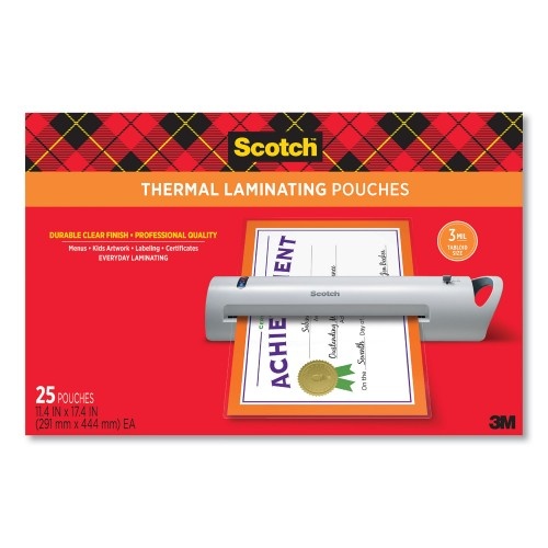 Scotch Laminating Pouches, 3 Mil, 11.5" X 17.5", Gloss Clear, 25/Pack