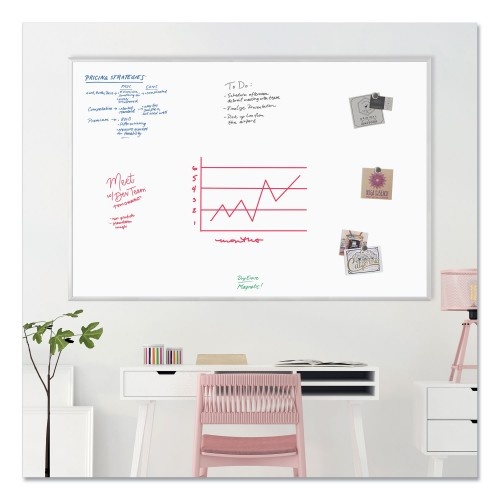 U Brands Magnetic Dry Erase Board With Aluminum Frame, 70 X 47, White Surface, Silver Frame