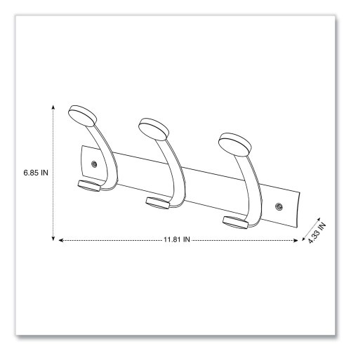 Alba Wooden Coat Hook, Three Wood Peg Wall Rack, Brown/Silver, 45 Lb Capacity