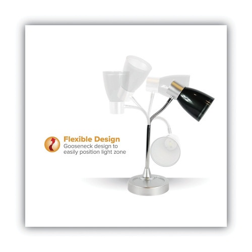Bostitch Adjustable Led Desk Lamp, 4.5" Dia Base, 20" Tall, Chrome/Black