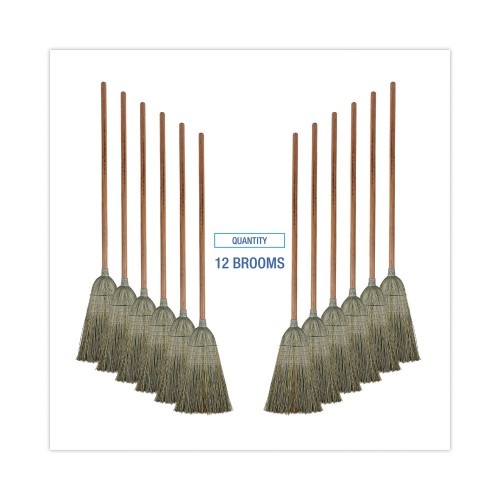 Boardwalk Warehouse Broom, Yucca Corn Fiber Bristles, 56" Overalll Length, Natural, 12/Carton