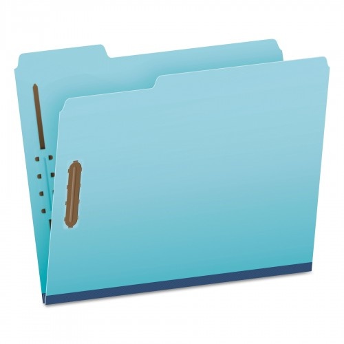 Earthwise By Pendaflex Heavy-Duty Pressboard Fastener Folders, 2" Expansion, 2 Fasteners, Letter Size, Light Blue, 25/Box