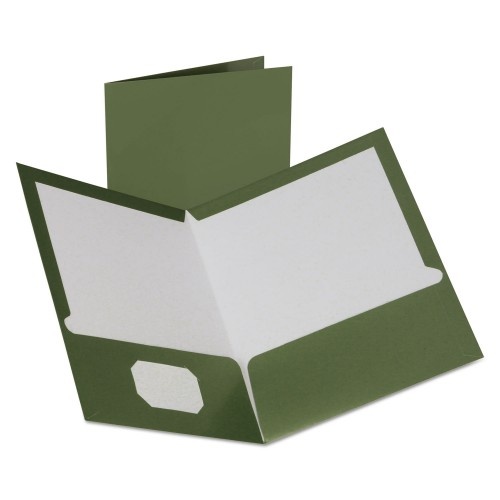 Oxford Two-Pocket Laminated Folder, 100-Sheet Capacity, Metallic Green