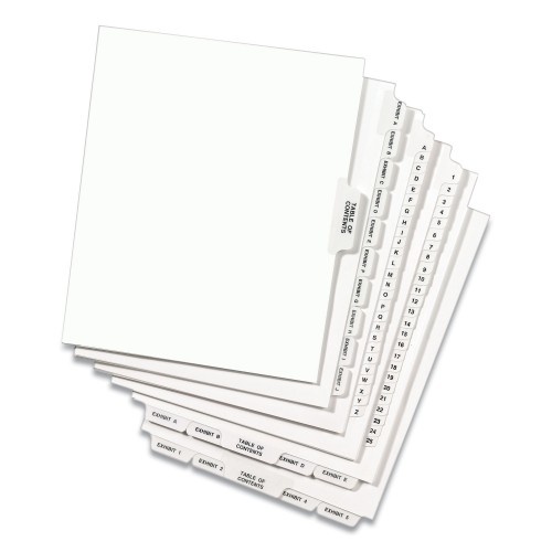 Preprinted Legal Exhibit Side Tab Index Dividers, Avery Style, 25-Tab, 101 To 125, 11 X 8.5, White, 1 Set,