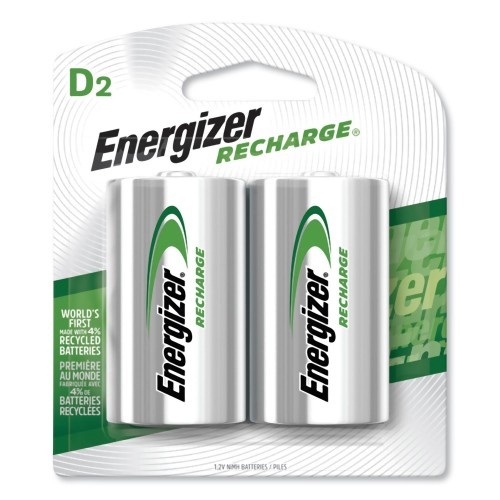Energizer Nimh Rechargeable D Batteries, 1.2V, 2/Pack