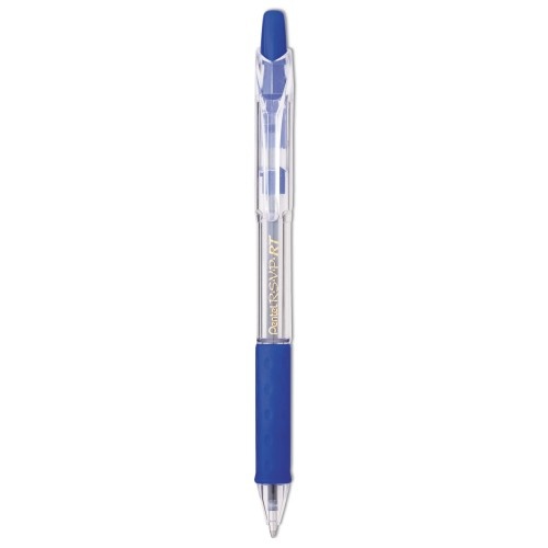 Pentel R.S.V.P. Rt Ballpoint Pen, Retractable, Medium 1 Mm, Blue Ink, Clear Barrel, Dozen
