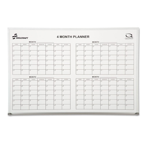 Abilityone 711001 Skilcraft Quartet Cubicle Calendar Board, Four Month, 24 X 36, White Surface, Aluminum Frame