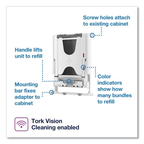 Tork Peakserve Continuous Recessed Cabinet Hand Towel Adapter, 14.37 X 4.29 X 20.35, White