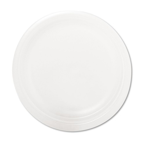 Dart Quiet Classic Laminated Foam Dinnerware Plate, 9" Dia, White, 125/Pack