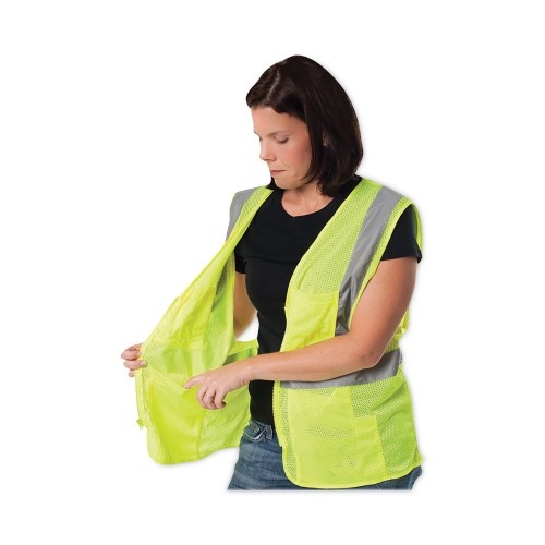 Pip Ansi Class 2 Four Pocket Zipper Safety Vest, Polyester Mesh, 2X-Large, Hi-Viz Lime Yellow