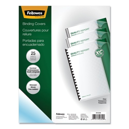 Fellowes Crystals Presentation Covers With Round Corners, 11 1/4 X 8 3/4, Clear, 25/Pack