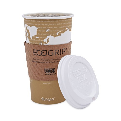 Eco-Products World Art Renewable Compostable Hot Cups, 20 Oz., 50/Pk, 20 Pk/Ct