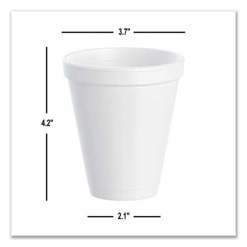 Dart Disposable Drinking Cup White Styrofoam 12 oz. 1000 Ct 12J16 