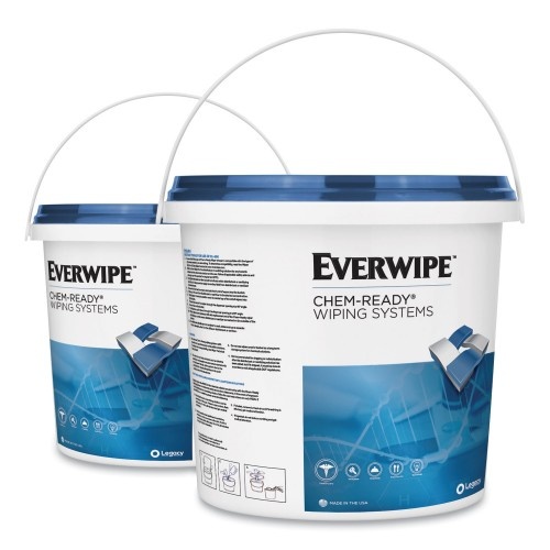 Everwipe Chem-Ready Wiping System Bucket, 7.13 X 7.13 X 7, White, 5/Carton