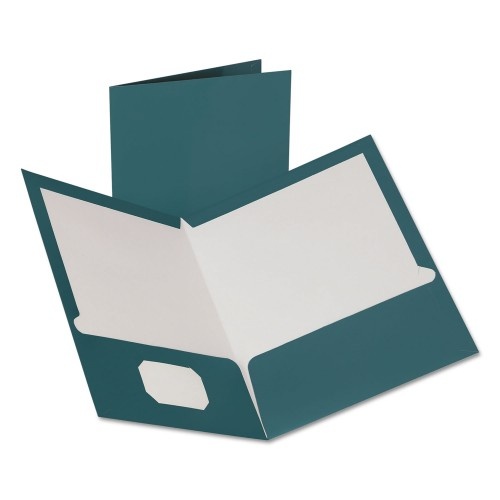 Oxford Two-Pocket Laminated Folder, 100-Sheet Capacity, Metallic Teal