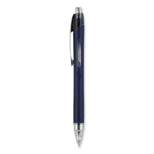 Uni-Ball Jetstream Retractable Ballpoint Pen, Fine 0.7 Mm, Black Ink, Blue Barrel