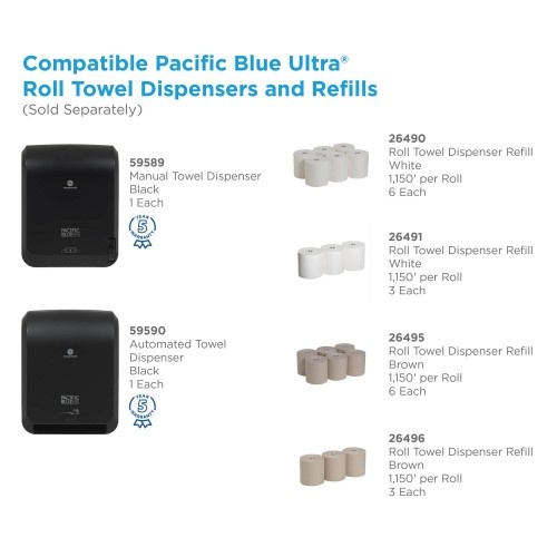 Georgia-Pacific Pacific Blue Ultra Paper Towel Dispenser, Manual, 12.9 X 9 X 16.8, Black