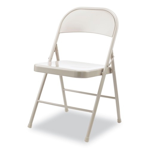 Alera Armless Steel Folding Chair, Supports Up To 275 Lb, Taupe Seat, Taupe Back, Taupe Base, 4/Carton