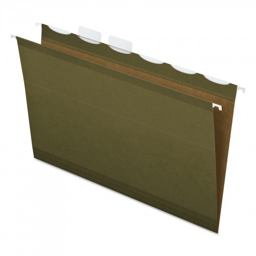 Pendaflex Ready-Tab Extra Capacity Reinforced Colored Hanging Folders, Legal Size, 1/6-Cut Tab, Standard Green, 20/Box