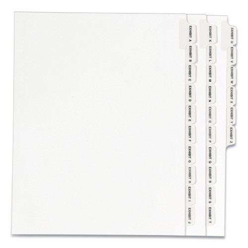 Preprinted Legal Exhibit Side Tab Index Dividers, Avery Style, 26-Tab, Exhibit A To Exhibit Z, 11 X 8.5, White, 1 Set,