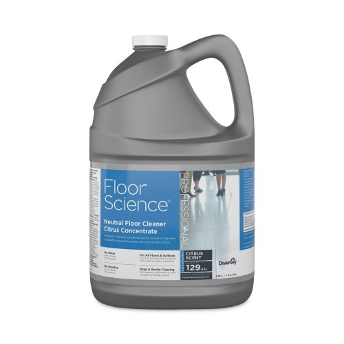 Diversey Floor Science Neutral Floor Cleaner Concentrate, Slight Scent, 1 Gal, 4/Carton