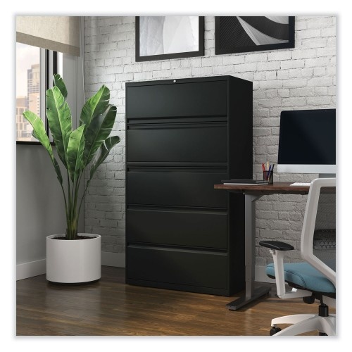 Alera Lateral File, 5 Legal/Letter/A4/A5-Size File Drawers, Black, 36" X 18.63" X 67.63"