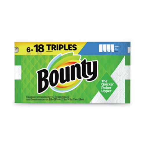 Bounty Select-A-Size Kitchen Roll Paper Towels, 2-Ply, White, 5.9 X 11, 147 Sheets/Roll, 6 Rolls/Pack
