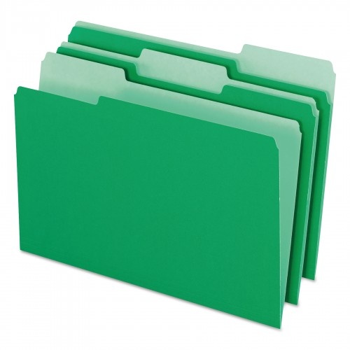 Pendaflex Colored File Folders, 1/3-Cut Tabs, Legal Size, Green/Light Green, 100/Box