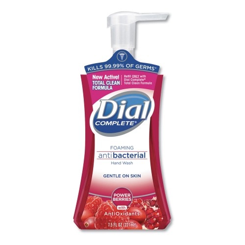 Dial Antibacterial Foaming Hand Wash, Power Berries, 7.5 Oz Pump Bottle, 8/Carton