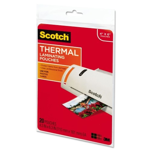 Scotch Laminating Pouches, 5 Mil, 4.33" X 6.33", Gloss Clear, 20/Pack