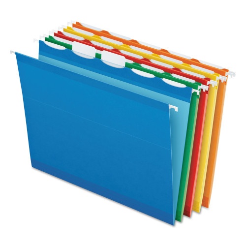Pendaflex Ready-Tab Colored Reinforced Hanging Folders, Letter Size, 1/5-Cut Tabs, Assorted Colors, 25/Box