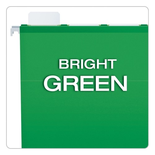 Pendaflex Ready-Tab Colored Reinforced Hanging Folders, Letter Size, 1/5-Cut Tab, Bright Green, 25/Box