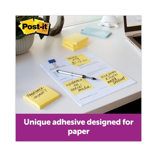 Post-It Recycled Pop-Up Notes, 3 X 3, Canary Yellow, 100-Sheet, 12/Pack