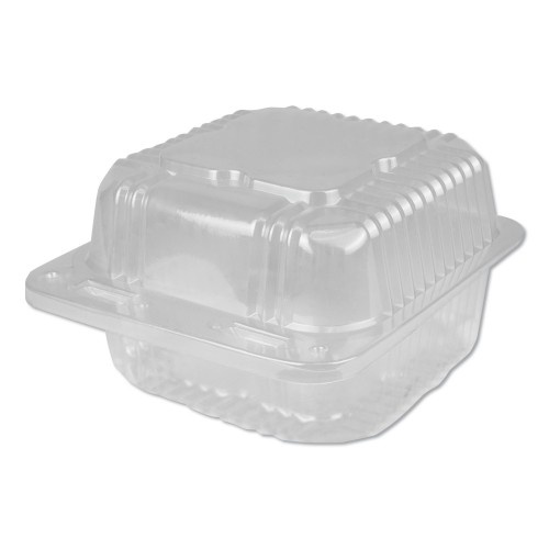 Durable Packaging Plastic Clear Hinged Containers, 12 Oz, 5.25 X 5.13 X 2.75, Clear, 500/Carton