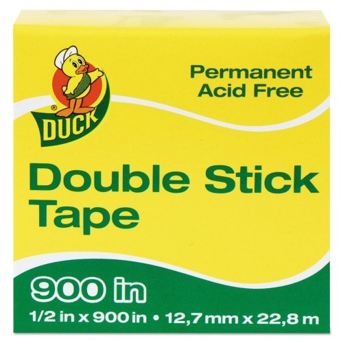 Duck Permanent Double-Stick Tape, 1" Core, 0.5" X 75 Ft, Clear