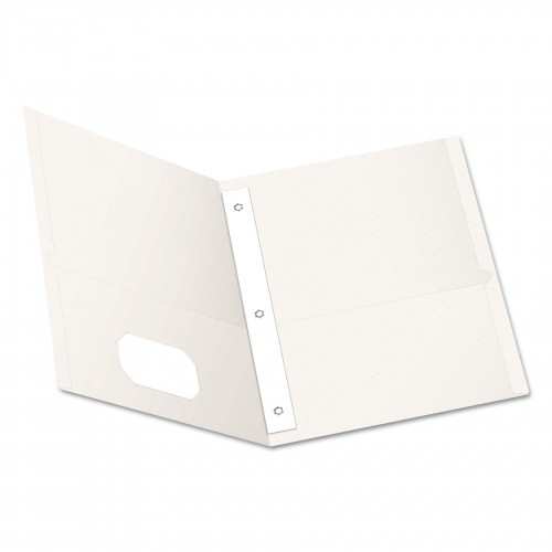 Oxford Twin-Pocket Folders With 3 Fasteners, Letter, 1/2" Capacity, White, 25/Box