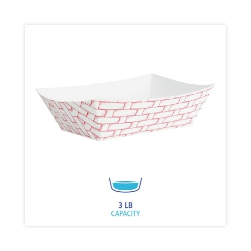 Boardwalk Paper Food Baskets, 3 Lb Capacity, Red/White, 500/Carton
