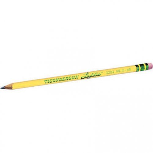 Dixon Ticonderoga Laddie Woodcase Pencil With Microban Protection, Hb (#2), Black Lead, Yellow Barrel, Dozen