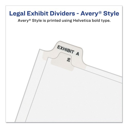 Preprinted Legal Exhibit Side Tab Index Dividers, Avery Style, 10-Tab, 7, 11 X 8.5, White, 25/Pack