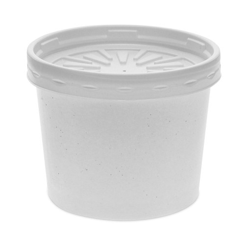 Pactiv Paper Round Food Container And Lid Combo, 12 Oz, 3.75" Diameter X 3H", White, 250/Carton